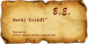 Berki Enikő névjegykártya